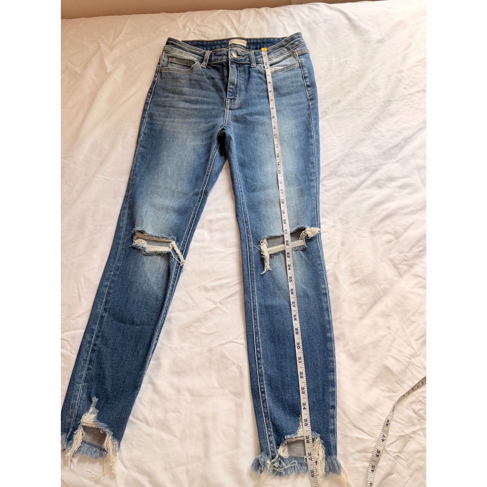 Altar'd State Distressed Skinny Jeans Medium Wash Ripped Knee Frayed Hem - Picture 9 of 12